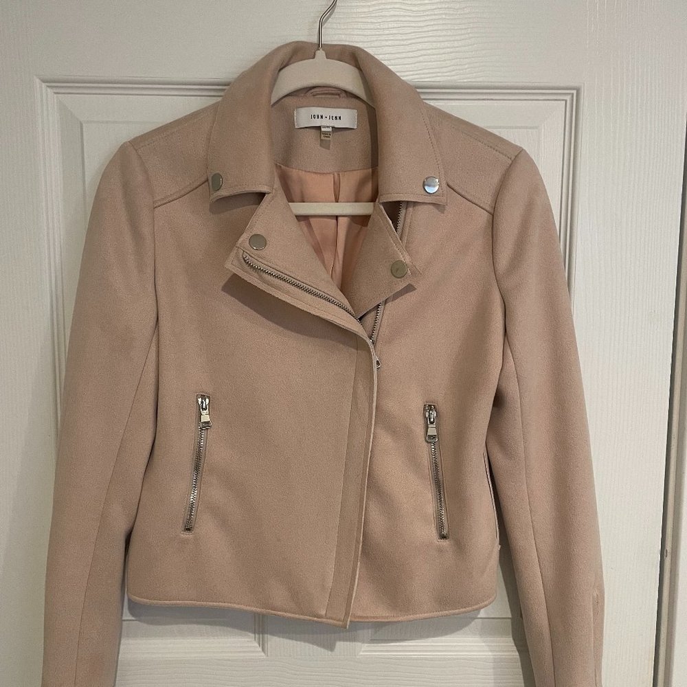 John + Jenn Blush Suede Motorcycle Jacket